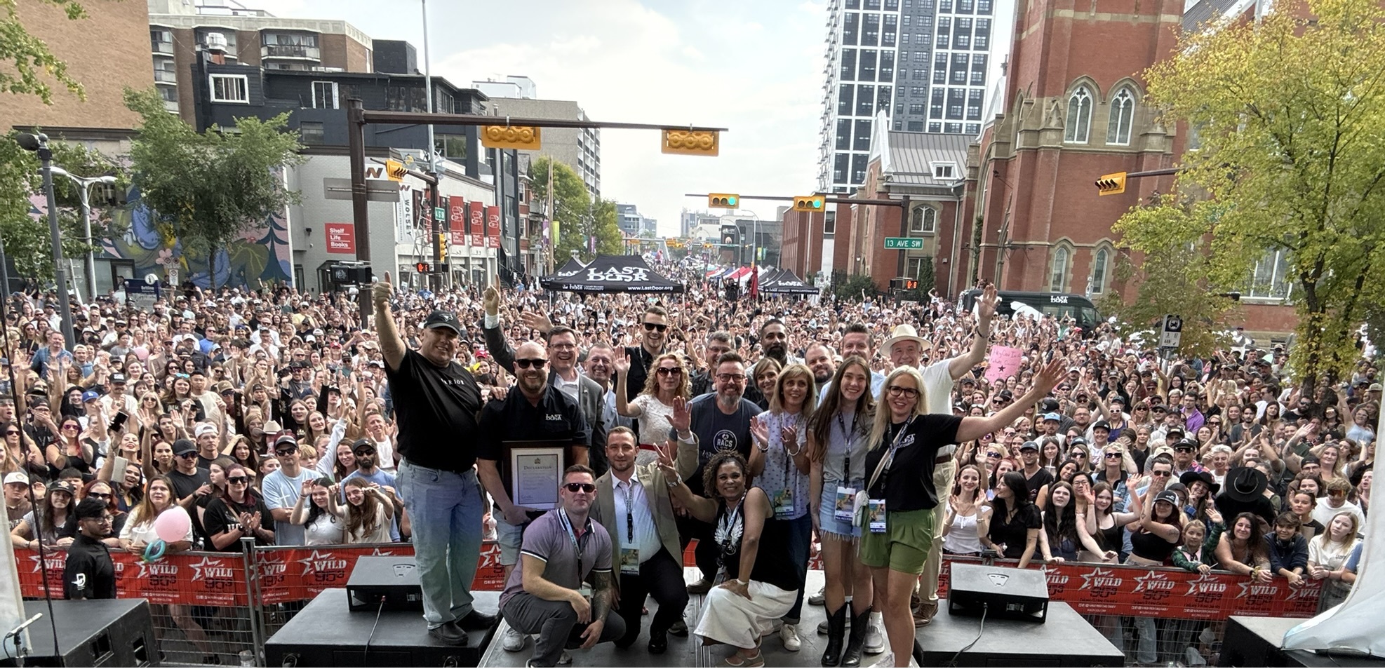Festival-goers enjoying Recovery Day Alberta on 4th Street SW