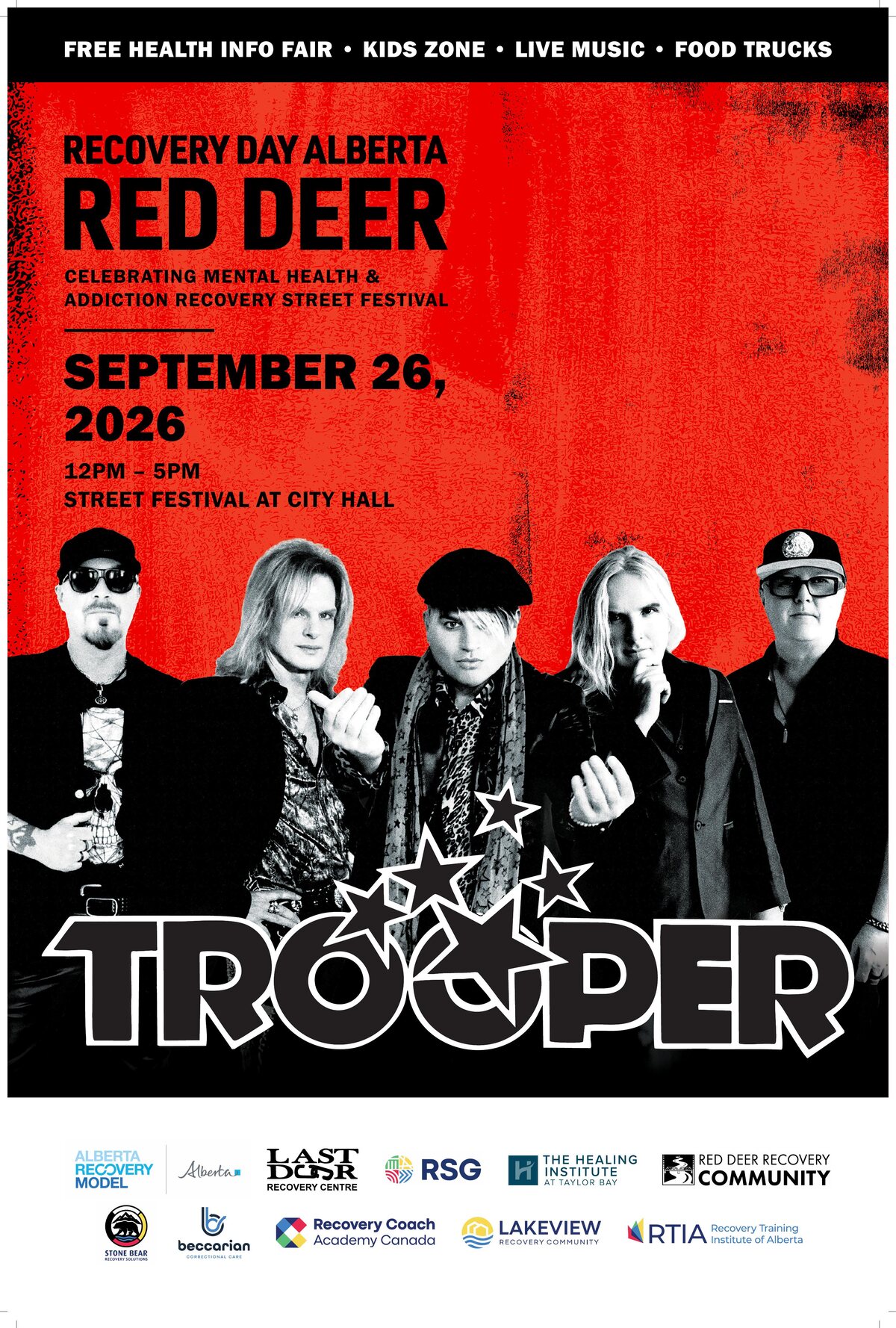 Recovery Day Alberta Red Deer poster with event information and community partner logos